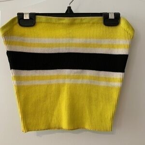 Neon Green w Black Stripped Bandeau Crop Top